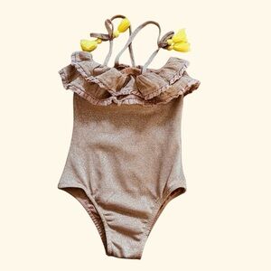 Louise Misha Bathing Suit Creole Rusty Swimsuit Golden Pink Metallic 18M NWOT